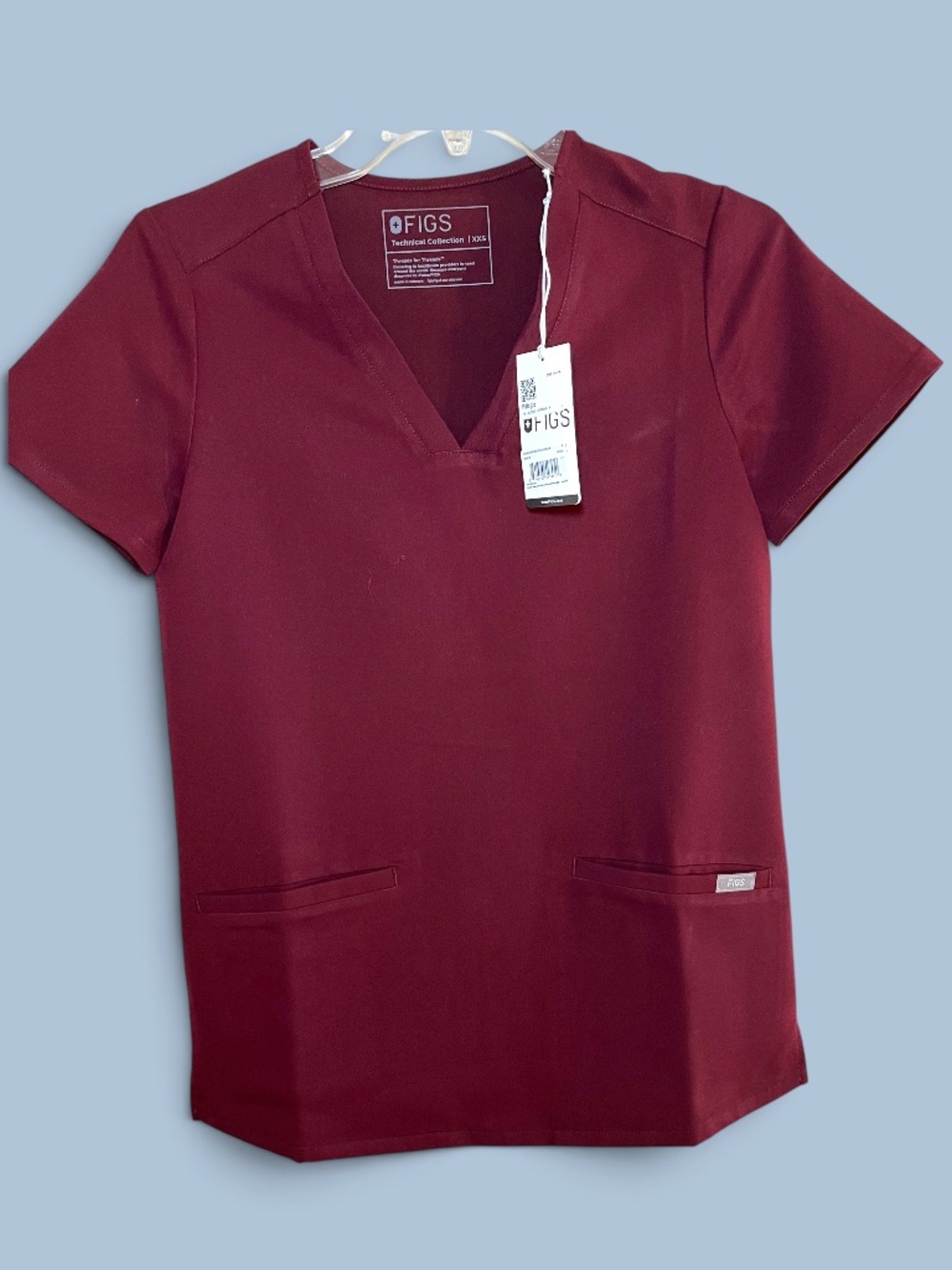 Figs Burgundy (PO#1645) Casma Scrub Top Size XXS NWT